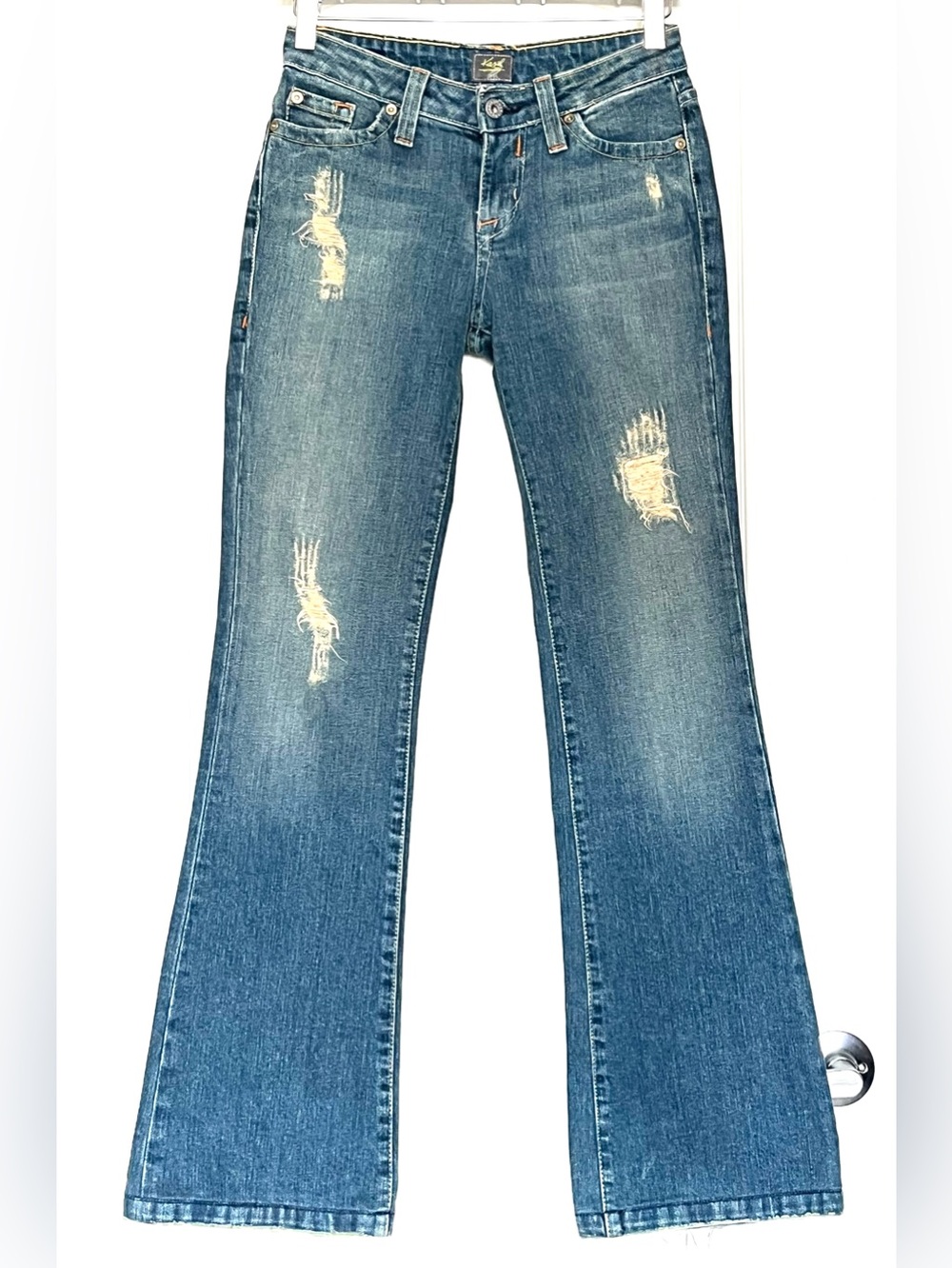 Kasil by David Lim Vintage Y2K Devious Distressed Low Rise Flare Jeans Size 25